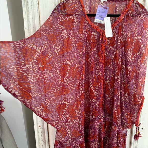 Poupette St Barth, silk mini kaftan. Size Small. NWT - Picture 2 of 7
